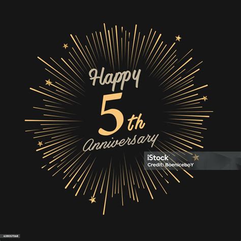 Happy 5th Anniversary With Fireworks And Star Stock Illustration ...
