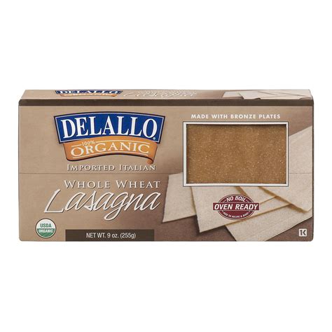 Delallo Organic No-Boil Whole Wheat Lasagna Pasta Sheets, 9 oz ...
