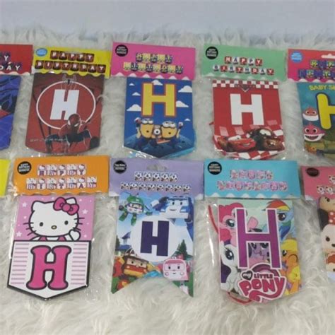 Jual BUNTING FLAG BANNER ULANG TAHUN Karakter pesta aksesoris Ultah ...