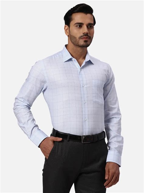 Park Avenue Men Blue Slim Fit Checks Cotton Formal Shirt – MyRaymond