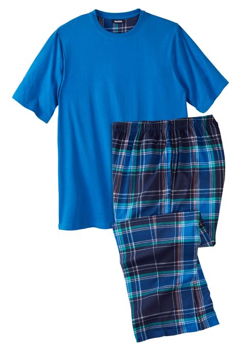 Kingsize Men's Big & Tall Jersey Knit Plaid Pajama Set Pajamas ...