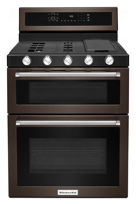 KitchenAid® Black Stainless Double Oven Gas Range (6.0 Cu. Ft ...