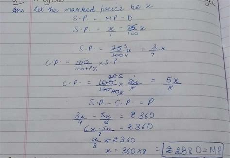 A merchant allows 25% discount on marked price of the cycle and still ...