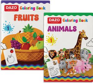 dazo Coloring Book | Fruits and Animals | A4 Size | Boosts Creativity ...