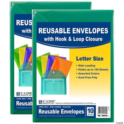 C-Line XL Reusable Envelopes, Hook and Loop Closure, 8 1/2 x 11 ...