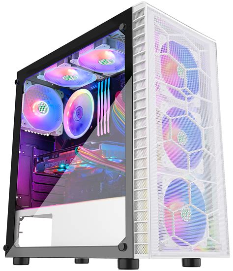 Buy MUSETEX Mesh ATX PC Gaming Case with 6 PCS ARGB Fans USB 3.0 Port ...