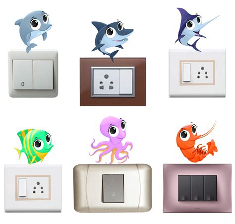 Colorful Cartoon Fish Switchboard Sticker - Set of 6 – WallDesign