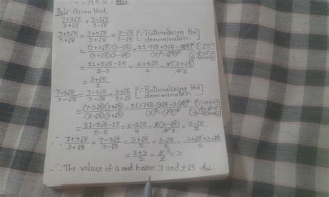 7+3√5 / 3+ √5 + 7-3√5/ 3-√5 = a +b√5 find ab - Brainly.in