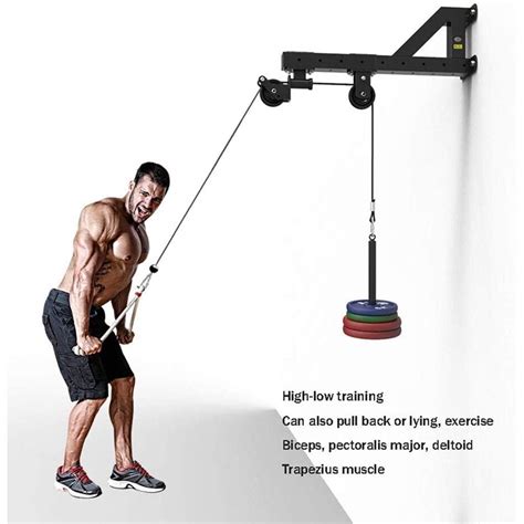 Buy Tricep Workout Machine Equipment Wall-Mounted Cable Pulley System ...