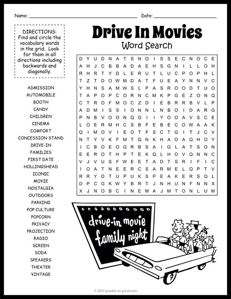 Movie Theater Word Search Reel Film Word Search • Fun Findery
