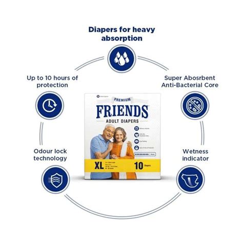 Buy FRIENDS PREMIUM ADULT DIAPERS - XL, WAIST SIZE: 121.92 - 172.72 CM ...