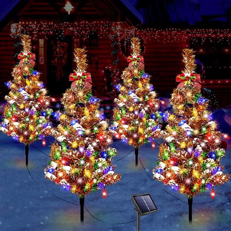 Amazon.com: 4 PCS Solar Christmas Tree, Outdoor Christmas Decorations ...