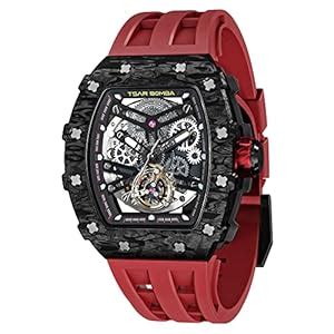 Buy TSAR BOMBA Men's Automatic Watch Tonneau Luxury Skeleton Watches ...