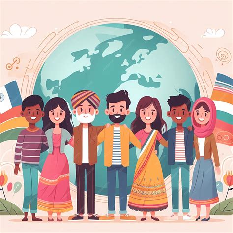 Premium Photo | Women and men cartoons in front of world design ...