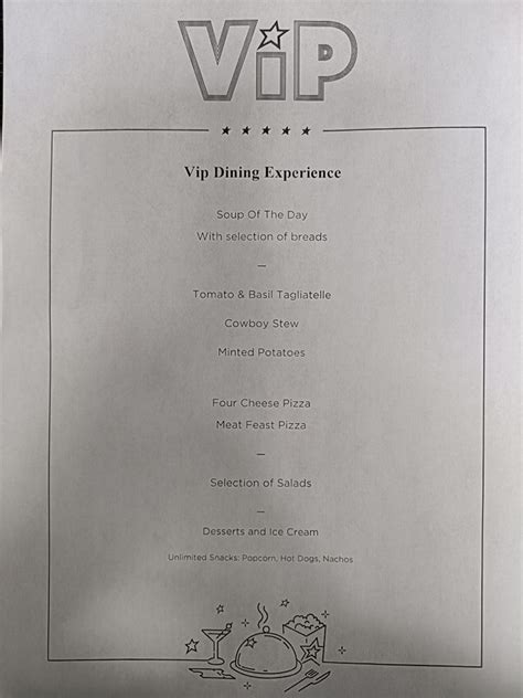 Image result for Menu for VIP Cineworld O2