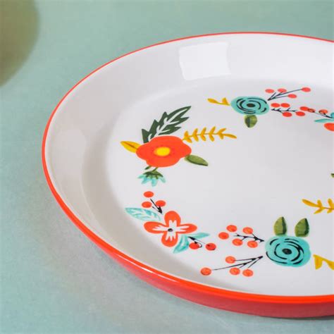Bloom Ceramic Snack Plate Red 8 Inch