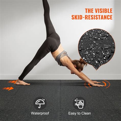 VEVOR 12 PCS 1/2 inch Thick Gym Floor Mats, 24" x 24" EVA Foam & Rubber ...