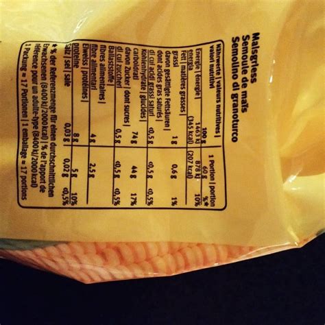 Polenta Nutrition Facts 1 Cup at Rachel Vance blog