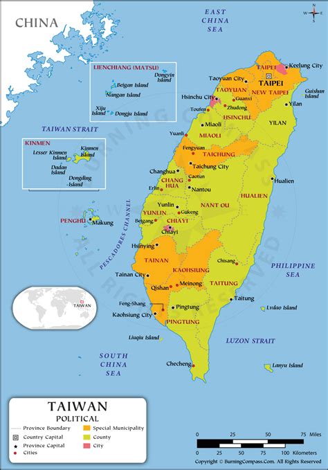 Taiwan Province Map, Taiwan Political Map