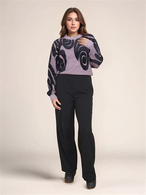 Buy Pink Printed Round Neck Full Sleeves Sweater - Zink London