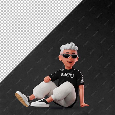3d male character sitting on the floor | Premium PSD