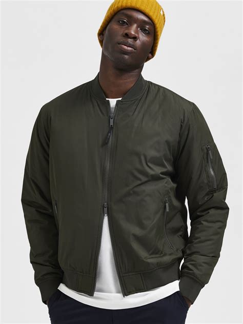Buy SELECTED Men Green Solid Bomber Jacket - Jackets for Men 19632766 ...