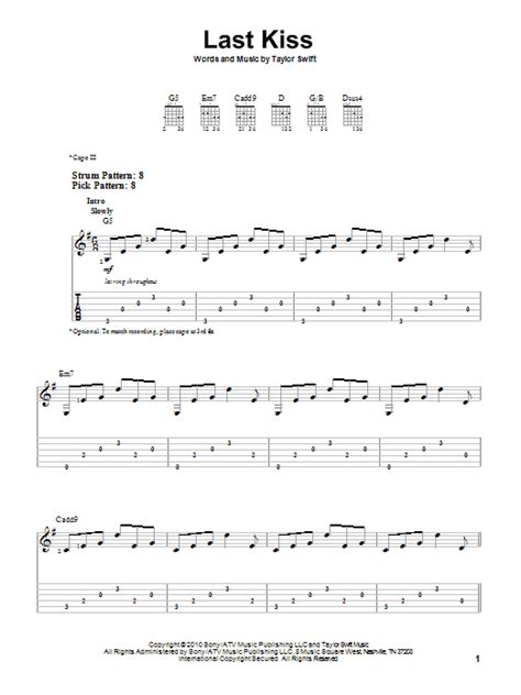 Last Kiss by Taylor Swift - Easy Guitar Tab - Guitar Instructor