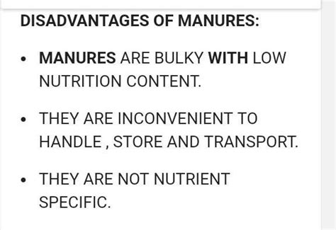 write advantages and disadvantages of using manure and fertilizer in ...