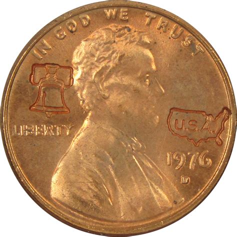 1976 D Bicentennial Lincoln Cent Stamped with Liberty Bell SKU:CPC6802