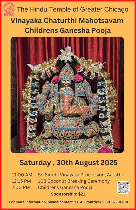 Sri Vinayaka Chaturthi- Childrens Ganesha Pooja, 10915 Lemont Rd ...