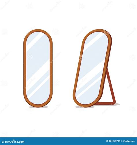 Floor Mirror Stand Isolated Vector Cartoon Design. Room Floor Big ...