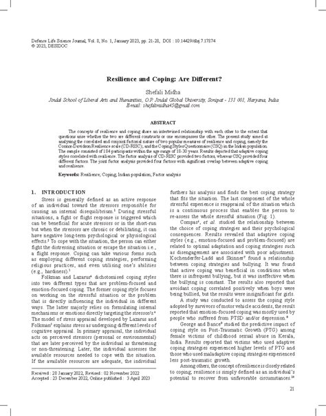 Resilience and Coping: Analyzing Their Distinct Constructs in ...
