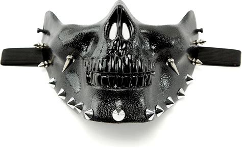 Buy Steampunk Mask Men Masquerade Skeletal Spike Half Face Skull Mask ...