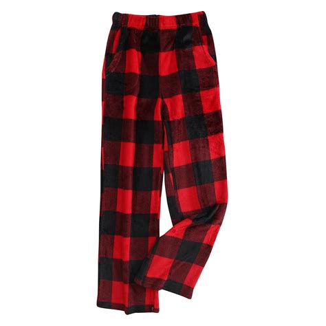 DENGDENG Fuzzy Pajama Pants Women Warm Fleece Plaid Pj Pants Casual ...