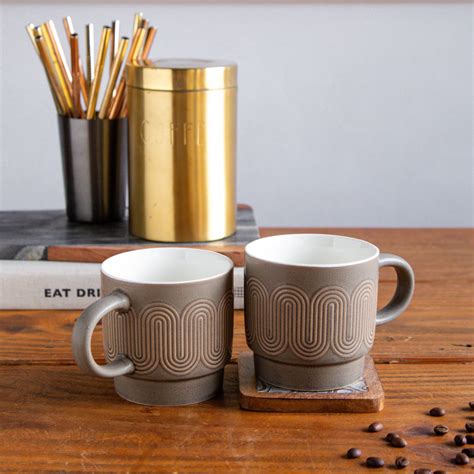 Waveform Collection – Mocha Flow Brown Coffee Mug (Set of 2) – 380 ml ...