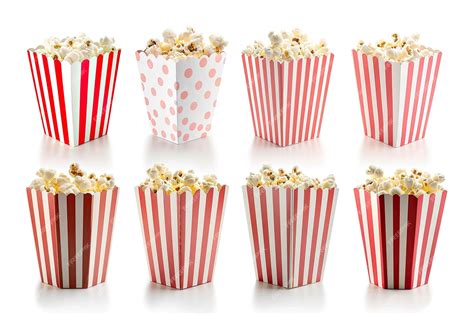 Premium Photo | A set of different types of popcorn boxes Isolated on a ...