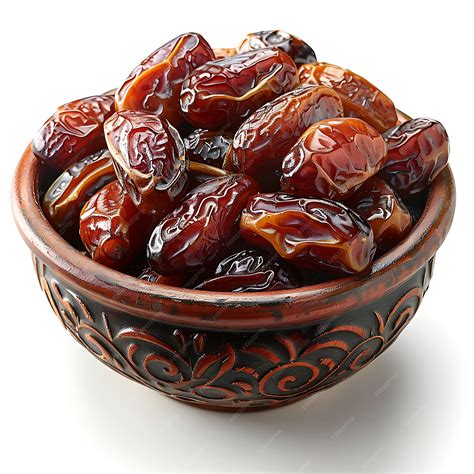 Bowl of pitted dates isolated on white background top view | Premium AI ...