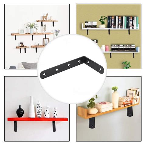 Buy Ghopy 4pcs Shelf Bracket Heavy Duty Black Steel L Corner Brace ...