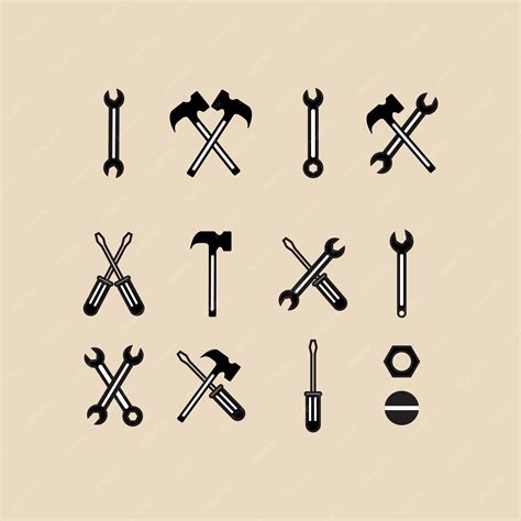 Premium Vector | Set mechanic tool linear logo icon and symbol with ...