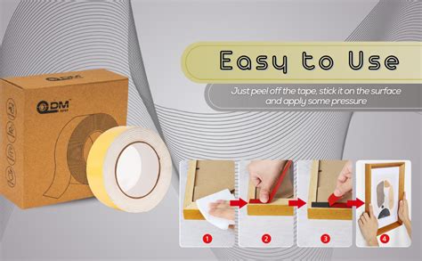 DM TAPES Double-Sided Self-Adhesive Foam Mounting Tape (Yellow Liner ...