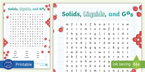 Solids, Liquids, and Gas: Wordsearch
