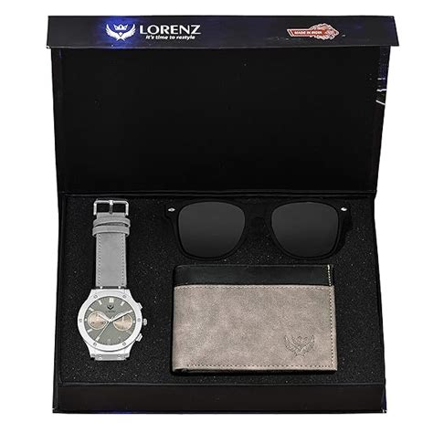 Lorenz Gift Combo Box of Men's Grey Dial Watch, Grey Wallet & Black ...