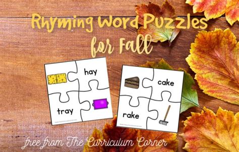 Fall Rhyming Word Puzzles - The Kinder Corner