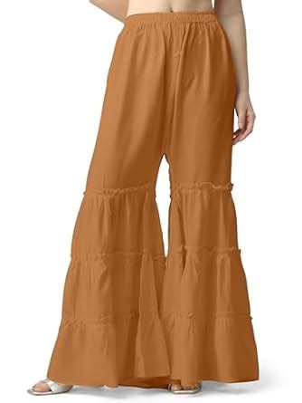 Buy Mehrang Women's Soft Cotton Regular Fit Sharara Free Size (26 Inch ...