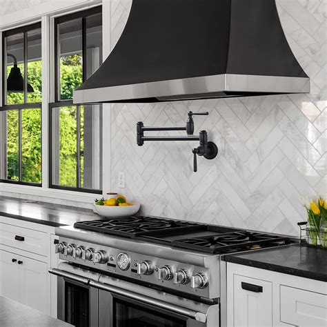 WOWOW Matte Black Pot Filler Faucet Wall Mount Kitchen Folding Faucet 2 ...