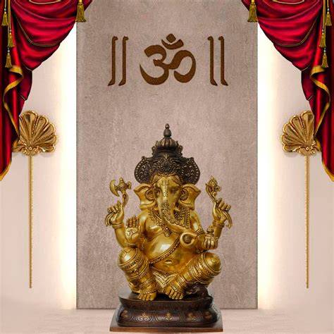 Blessing Lord Ganesha with Mukhut Antique Look Handcrafted Premium ...