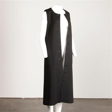 Rare 1970s Yves Saint Laurent YSL Vintage Long Black Wool Maxi Vest or ...