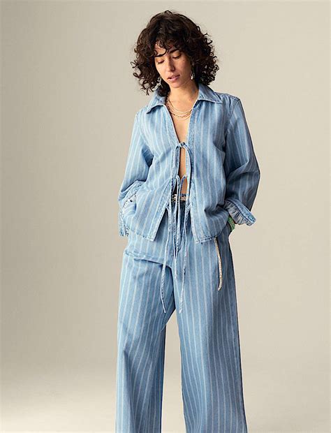 Buy Pure Cotton Striped Tie Front Shacket at Marks & Spencer