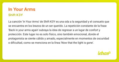 Significado de la canción IN YOUR ARMS (Shift K3Y) - LETRAS.COM