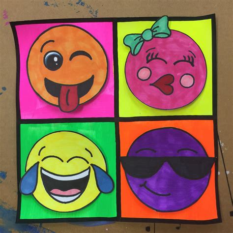 Pop art inspired emoji art project for 3rd -5th grade students. Art ...